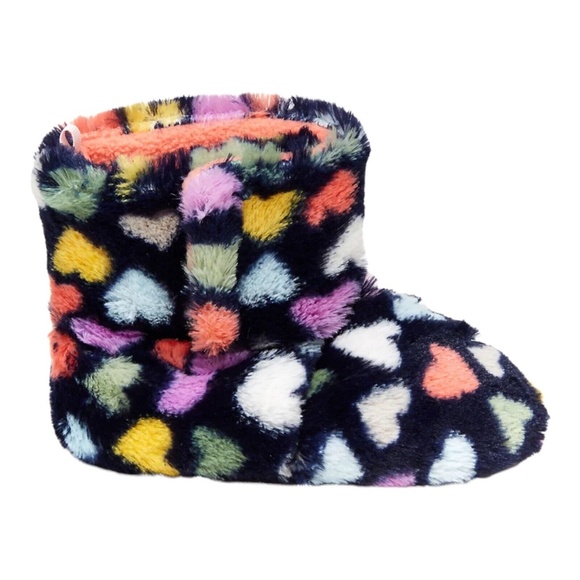 Carter's Jetta Toddler Girls' Faux-Fur Slippers Heart Print Booty 7-8 Medium - Picture 1 of 12